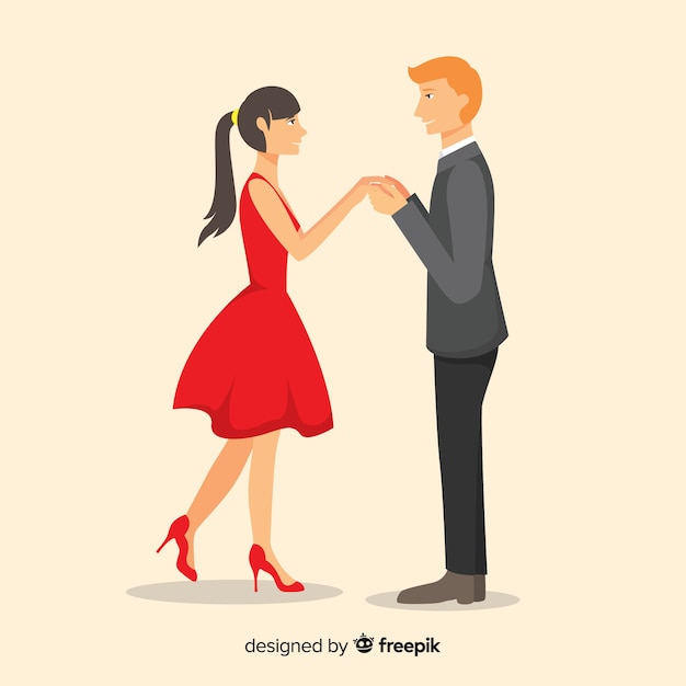 Free vector lovely marriage proposal composition with flat design