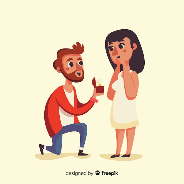 Lovely marriage proposal composition with flat design