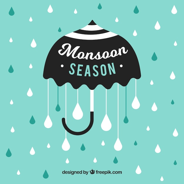 Free vector lovely monsoon season composition with umbrella