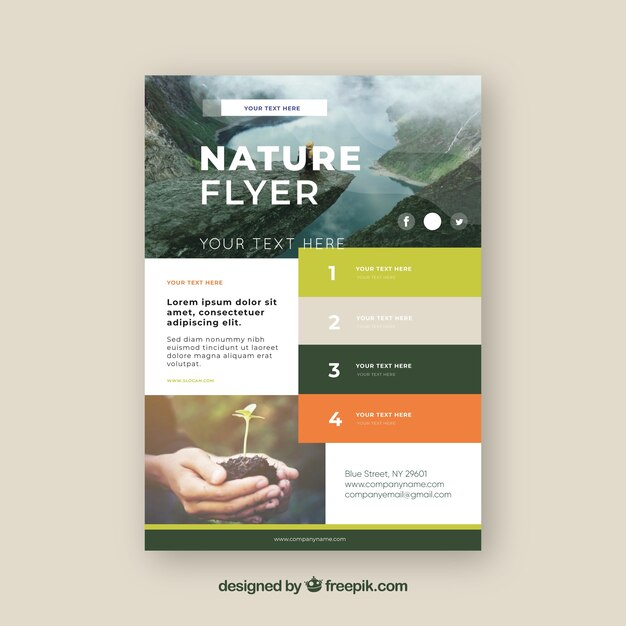 Lovely nature flyer template with modern style