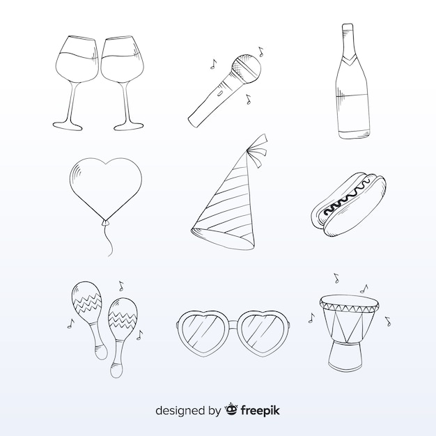 Free Vector lovely new year party element collection with flat design