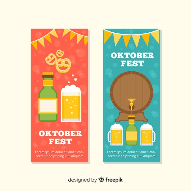 Lovely oktoberfest banners with flat design