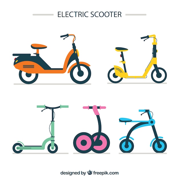 Free Vector lovely pack of modern scooters