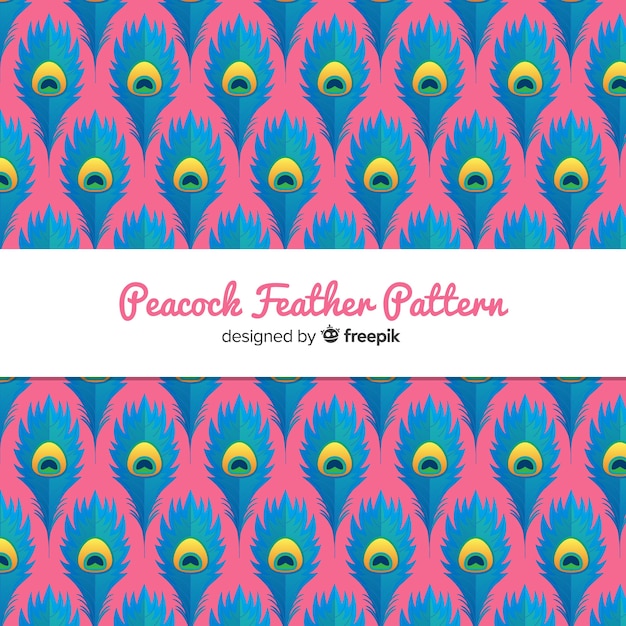 Free Vector lovely peacock feather pattern with flat design