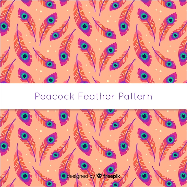 Free vector lovely peacock feather pattern with flat design