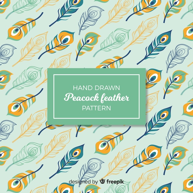 Free vector lovely peacock feather pattern with flat design