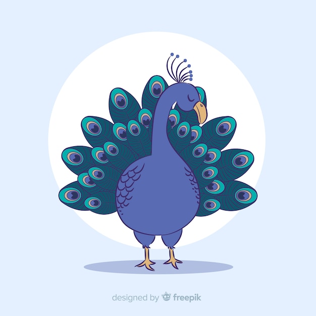 Free Vector lovely peacock in hand drawn style