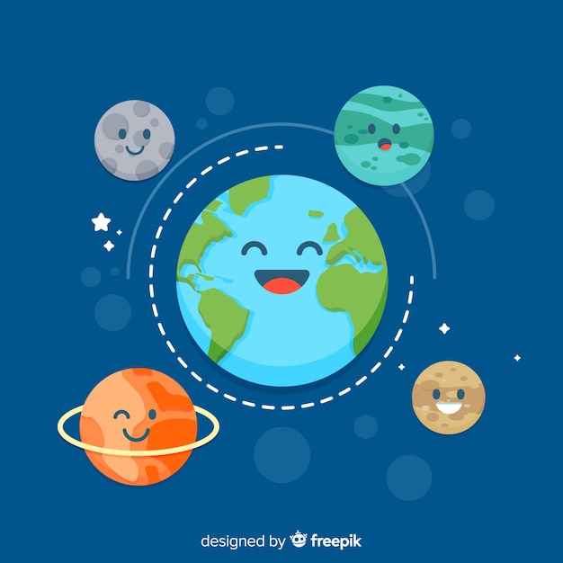 Free Vector lovely planet earth with cartoon style