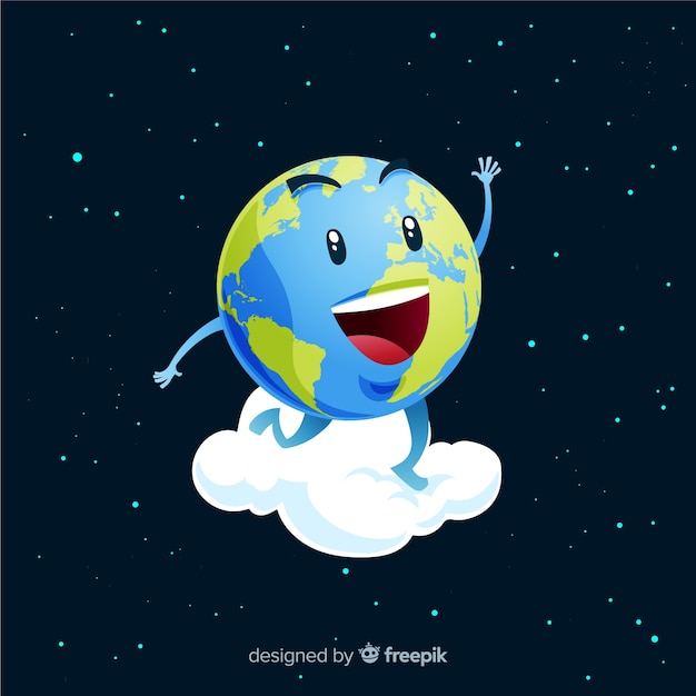 Free Vector lovely planet earth with cartoon style