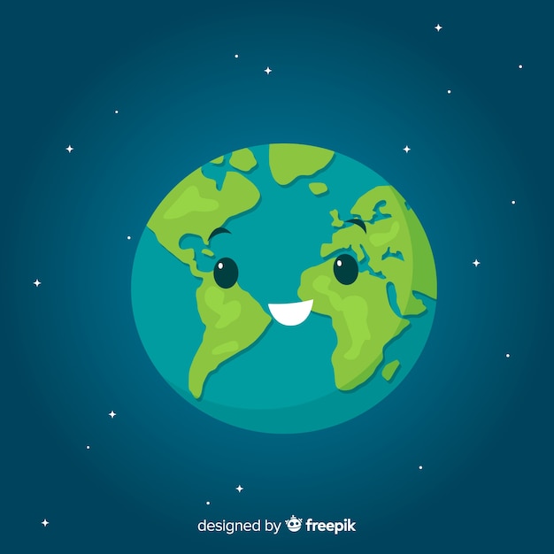 Free Vector lovely planet earth with cartoon style