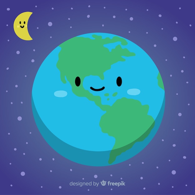 Free Vector lovely planet earth with cartoon style