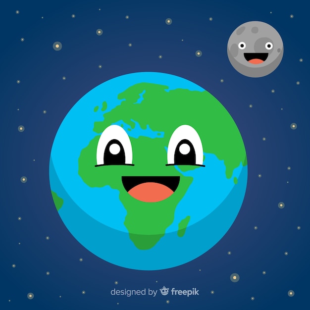 Free Vector lovely planet earth with cartoon style