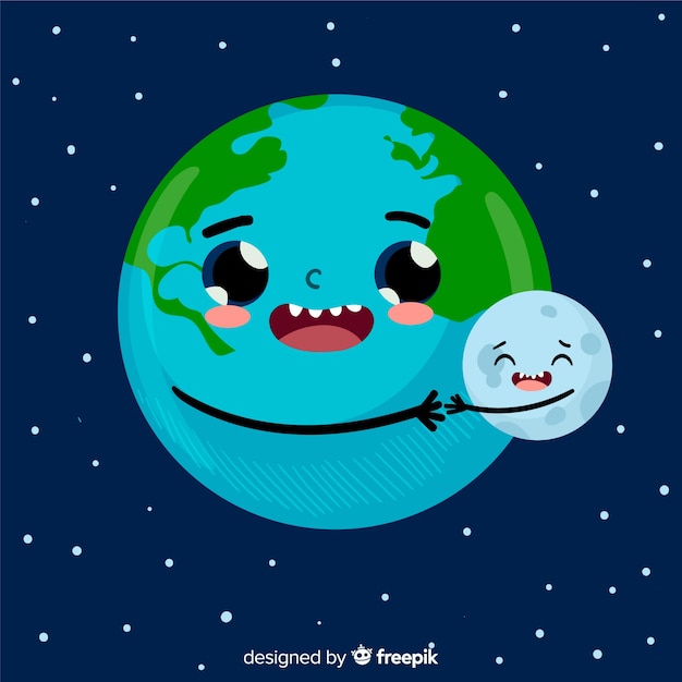 Free vector lovely planet earth with flat design