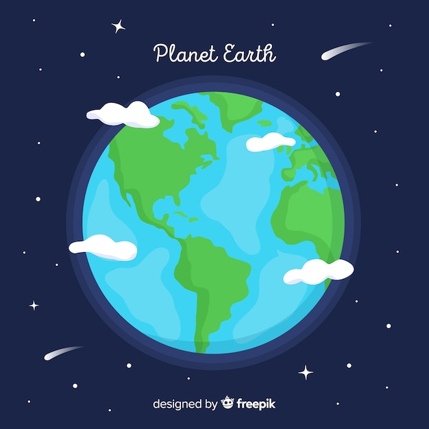 Free vector lovely planet earth with flat design