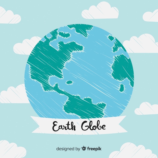 Lovely planet earth with hand drawn style