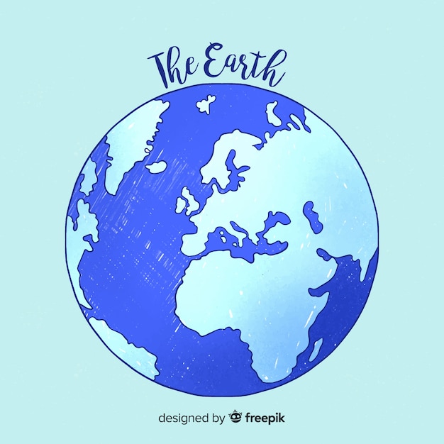 Lovely planet earth with hand drawn style