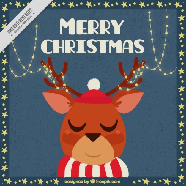 Free vector lovely reindeer card with message of merry christmas