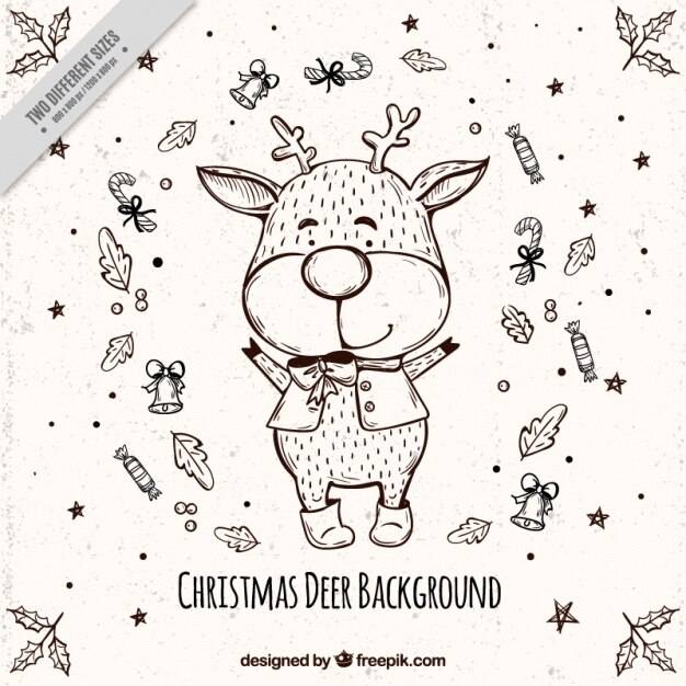 Free Vector lovely reindeer sketch background