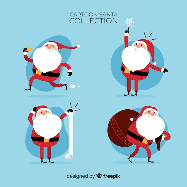 Free Vector lovely santa claus character collection with flat design