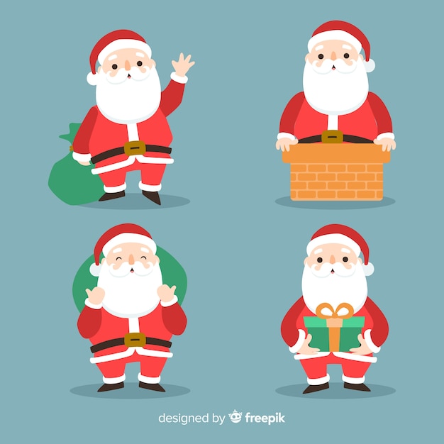 Lovely santa claus character collection with flat design