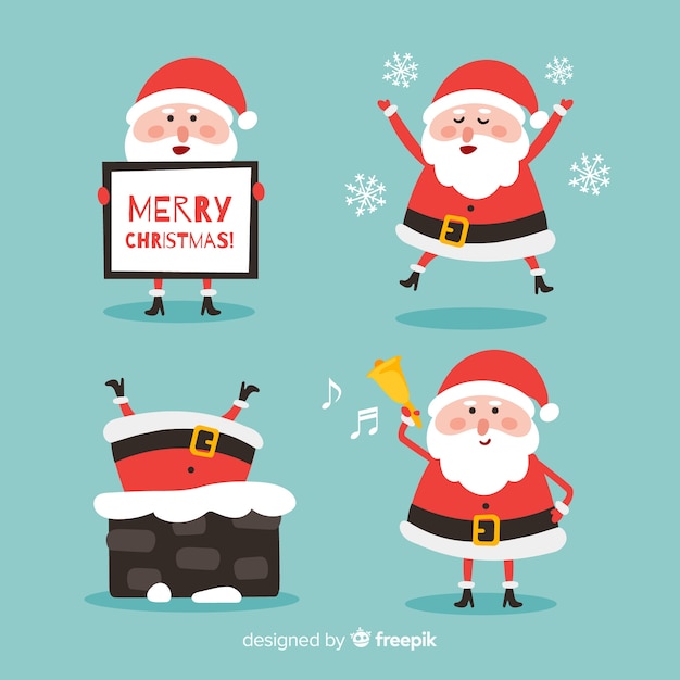 Lovely santa claus character collection with flat design