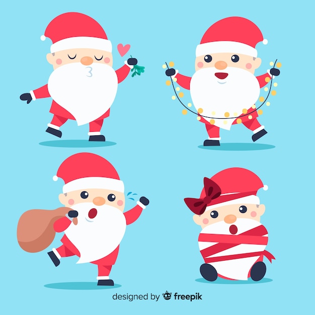 Lovely santa claus character collection with flat design