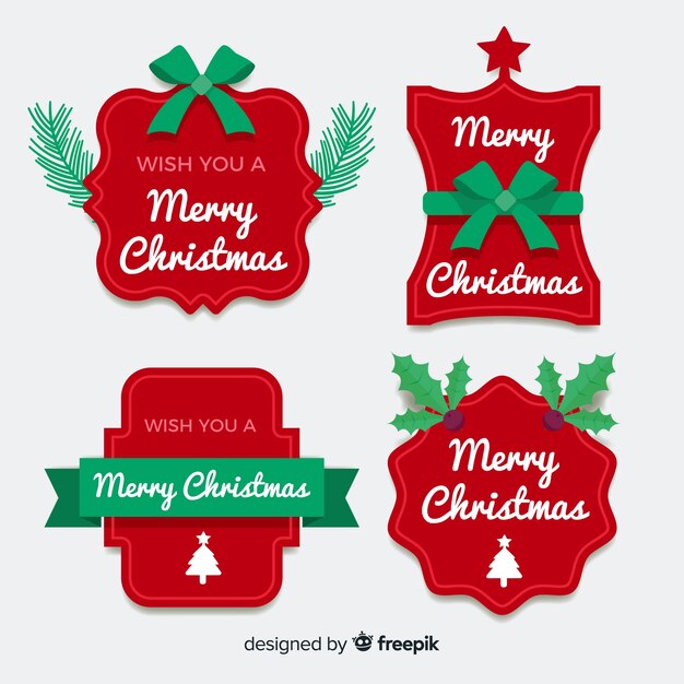 Lovely set of christmas labels with flat design