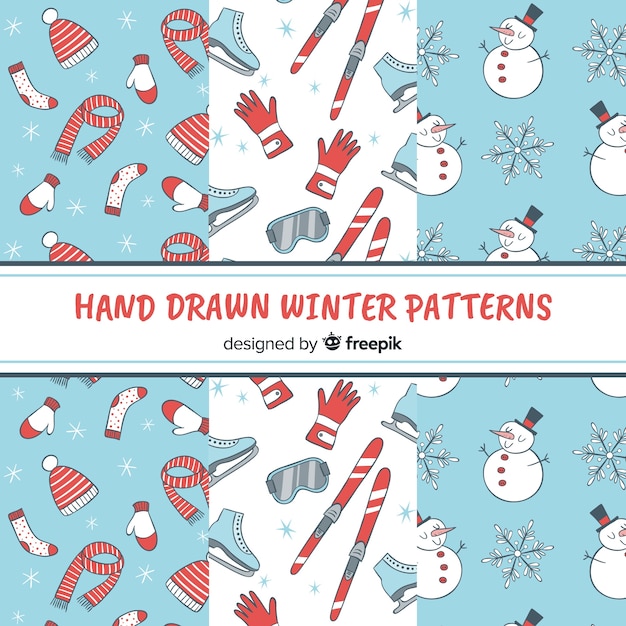 Free vector lovely set of colorful winter patterns