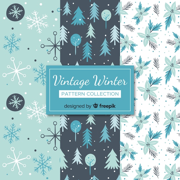 Free vector lovely set of colorful winter patterns