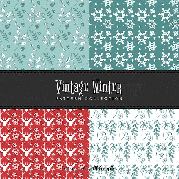 Free vector lovely set of colorful winter patterns