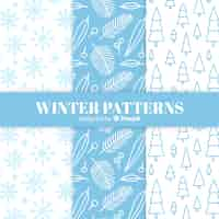 Free vector lovely set of colorful winter patterns