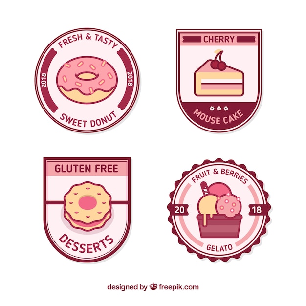 Free Vector lovely set of dessert badges