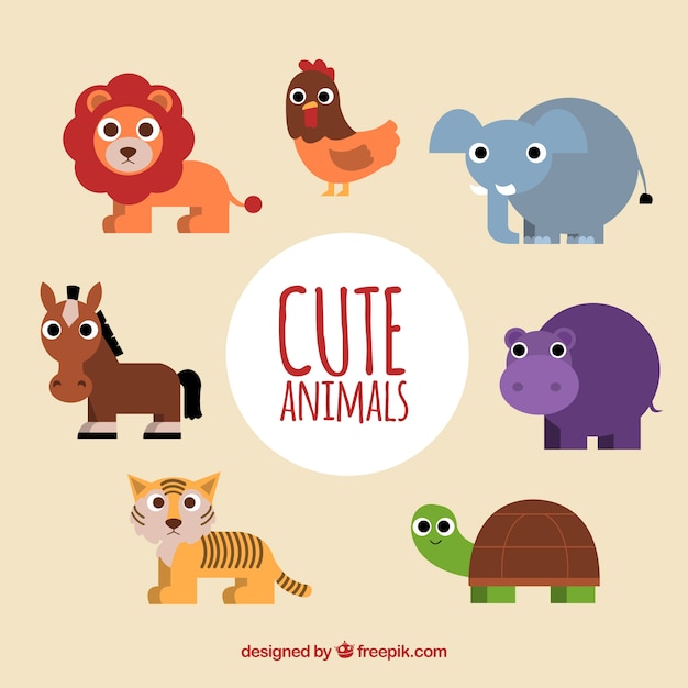 Free Vector lovely set of flat animals