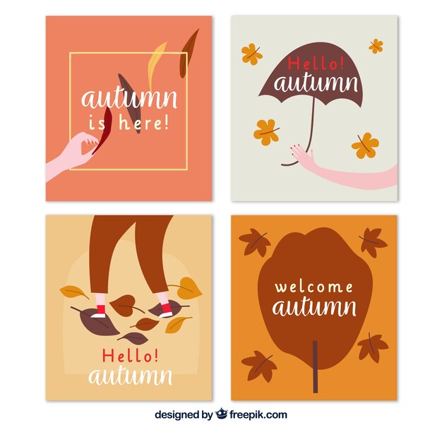 Lovely set of hand drawn autumn cards