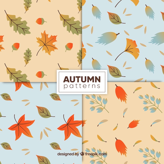 Lovely set of hand drawn autumn patterns