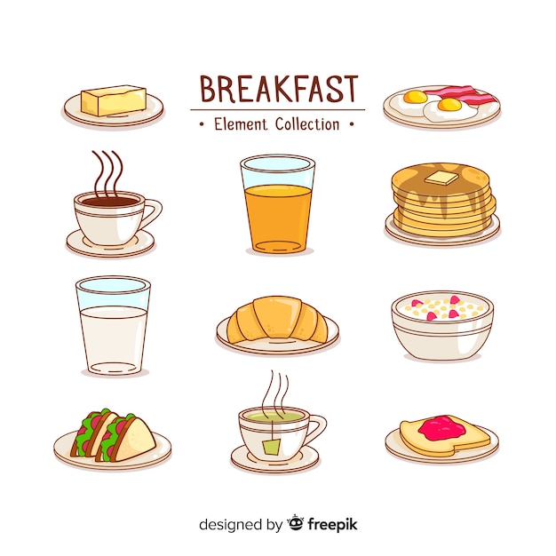 Free Vector lovely set of hand drawn breakfast