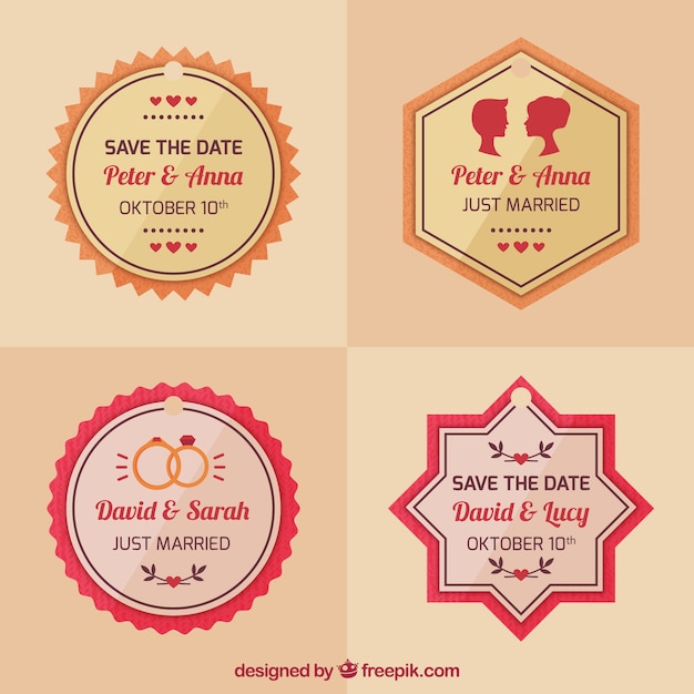 Free vector lovely set of modern wedding labels