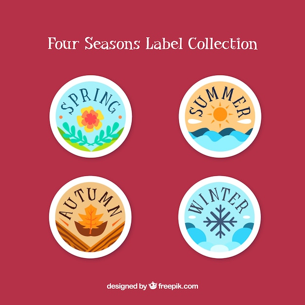 Free Vector lovely set of seasons badges