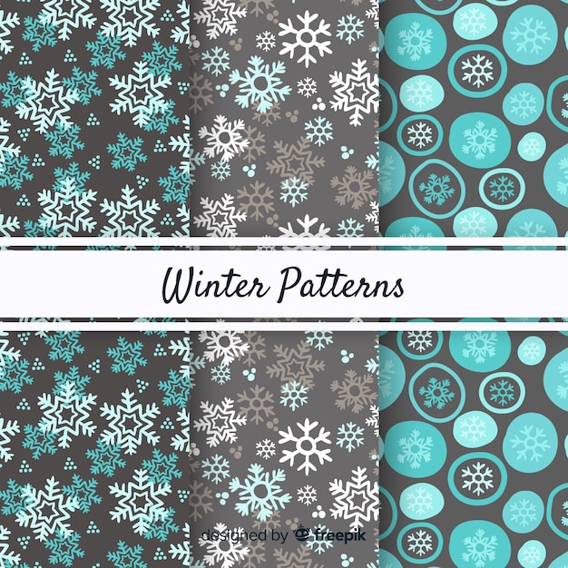 Free vector lovely set of winter patterns