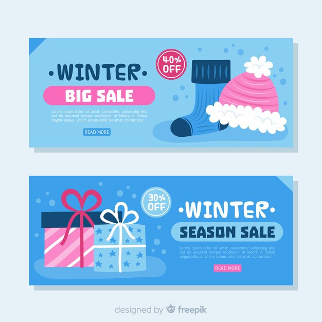 Lovely set of winter sale banners