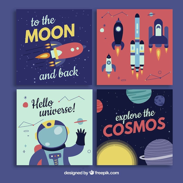 Free vector lovely space badge collection with flat design