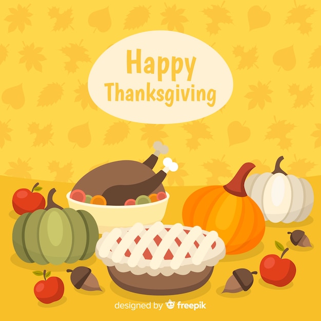 Free Vector lovely thanksgiving background with flat design