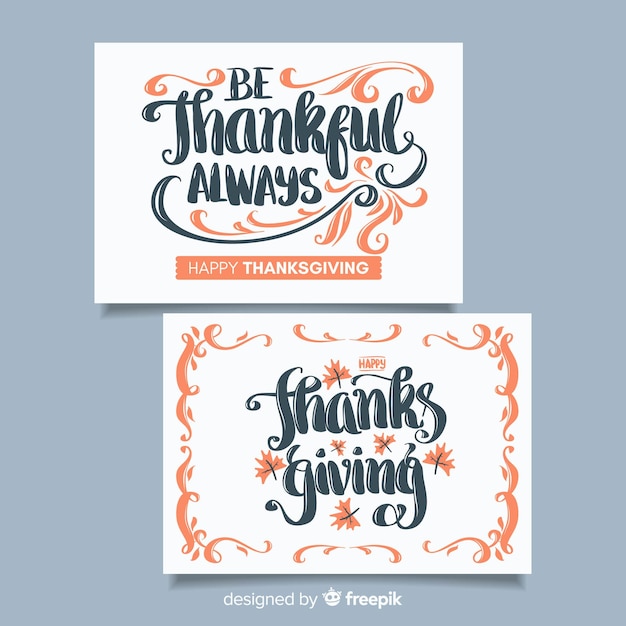 Lovely thanksgiving card collection with flat design