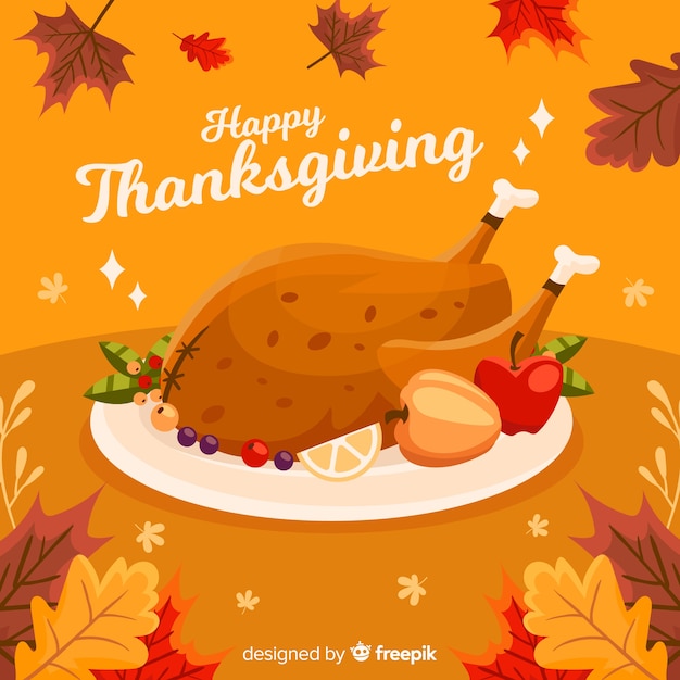 Lovely thanksgiving day background with flat design