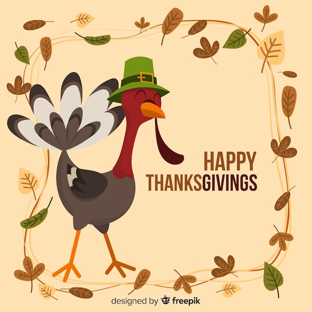 Free Vector lovely thanksgiving day background with flat design