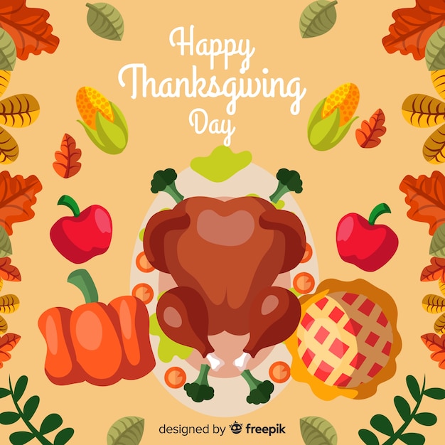 Lovely thanksgiving day background with flat design