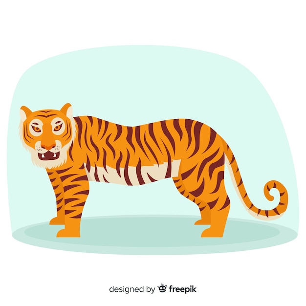 Free Vector lovely tiger with flat design