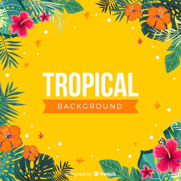 Lovely tropical background with flat design