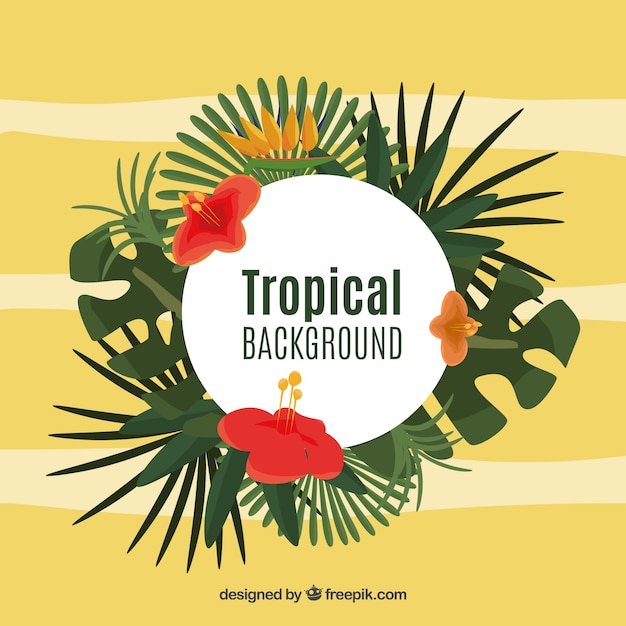 Lovely tropical background with flat design