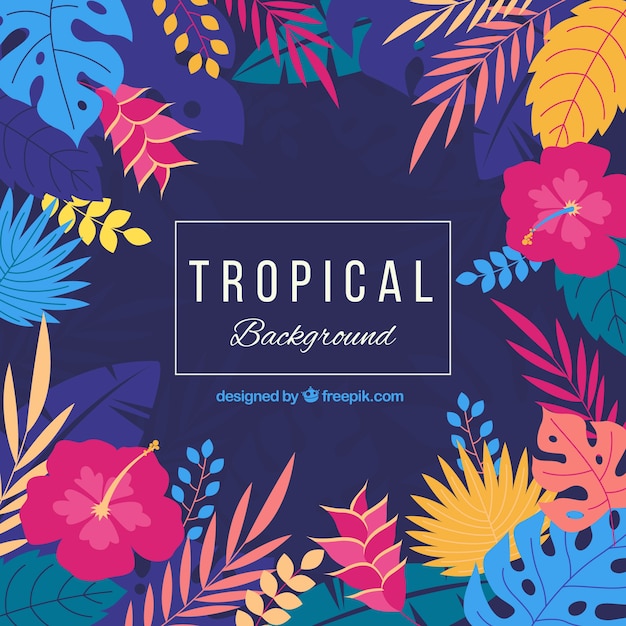 Lovely tropical background with flat design